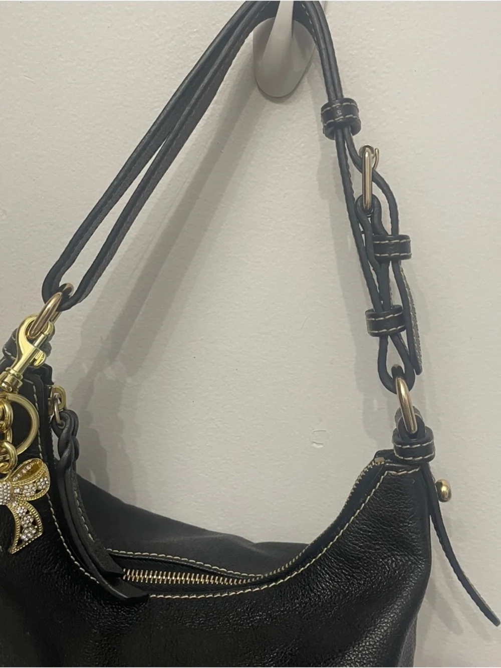 Y2K Dooney & Bourke Black Leather Hobo with